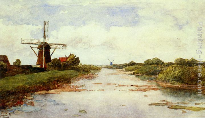 A Windmill Near Abcoude painting - Paul Joseph Constantine Gabriel A Windmill Near Abcoude art painting